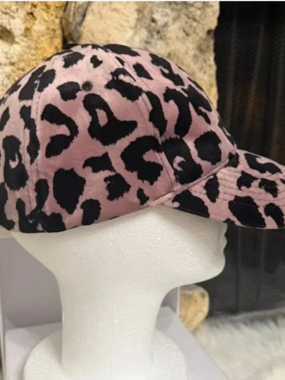Jessica Simpson Pink Black Leopard Print Baseball Cap Adjustable One Size